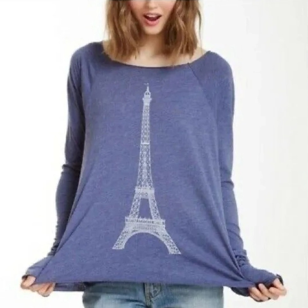 Wildfox Paris long sleeve heather blue/purple size medium